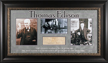 Thomas Edison Authentic Signed & Framed 1929 3.5x8.5 EBR Corp Check JSA #YY85943