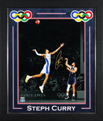USA Stephen Curry Signed 16x20 Vertical Spotlight Framed Photo Vs Wembanyama BAS