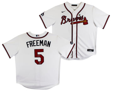 Braves Freddie Freeman Signed White Nike Jersey w/ 2021 WS Patch BAS #BW21211