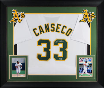 Jose Canseco Authentic Signed White Pro Style Framed Jersey BAS Witnessed
