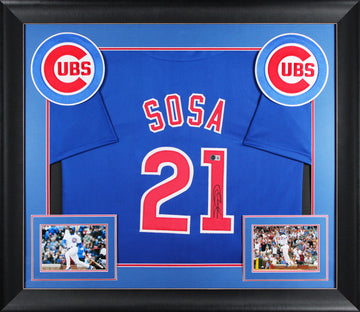 Sammy Sosa Authentic Signed Blue Pro Style Framed Jersey BAS Witnessed 2