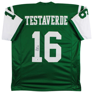 Vinny Testaverde Authentic Signed Green Pro Style Jersey Autographed JSA Witness