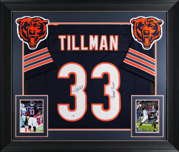 Charles Tillman "Peanut Punch" Signed Navy Pro Style Framed Jersey JSA Witness