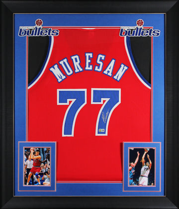 Gheorghe Muresan Authentic Signed Red Pro Style Framed Jersey BAS Witnessed