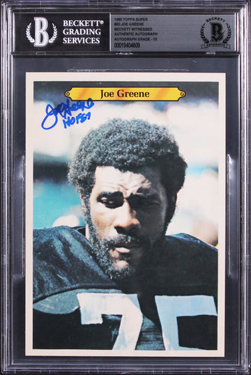 Steelers Joe Greene HOF 87 Signed 1980 Topps Super #20 5x7 Card Auto 10 BAS Slab