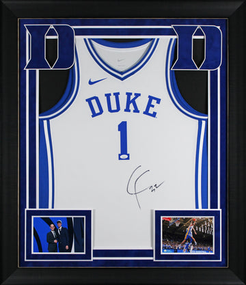 Duke Cooper Flagg Signed White Nike Authentic Framed Jersey JSA #CD77165