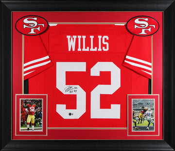 Patrick Willis "HOF 24" Signed Red Pro Style Framed Jersey BAS Witnessed 2
