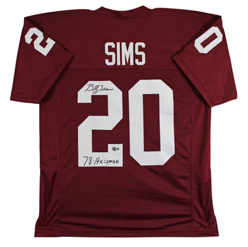 Oklahoma Billy Sims "78 Heisman" Signed Maroon Pro Style Jersey BAS Witnessed