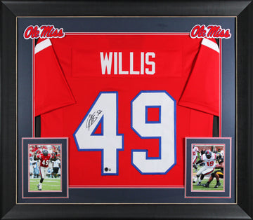 Ole Miss Patrick Willis Signed Red Pro Style Framed Jersey BAS Witnessed