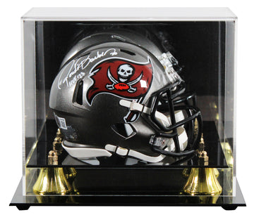 Bucs Ronde Barber "HOF 23" Signed 1997-13 TB Speed Mini Helmet W/ Case BAS Wit