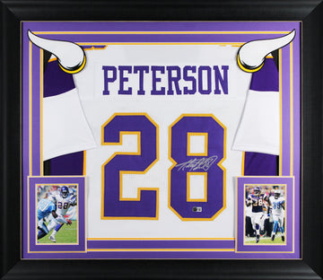 Adrian Peterson Authentic Signed White Pro Style Framed Jersey BAS Witnessed