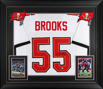 Derrick Brooks Authentic Signed White Pro Style Framed Jersey BAS Witnessed