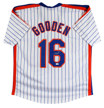Doc Gooden Authentic Signed White Pinstripe Pro Style Jersey JSA Witness