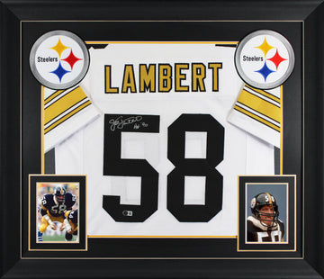 Jack Lambert "HOF 90" Signed White Pro Style Framed Jersey BAS Witnessed