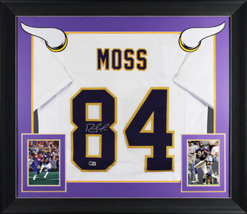 Randy Moss Authentic Signed White Pro Style Framed Jersey BAS Witnessed