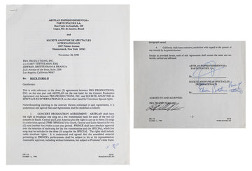 Prince Signed 8.5x11 1991 Rock In Rio II Concert Festival Contract JSA #ZZ41328
