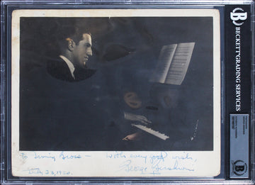 George Gershwin Signed 8x10 Black & White Gelatin Silver Print Photo BAS Slabbed