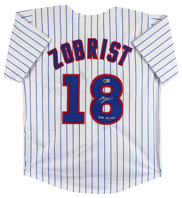 Ben Zobrist "16 WS MVP" Authentic Signed White Pinstripe Pro Style Jersey BAS