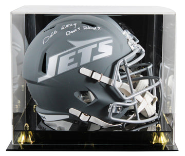 Jets Darrelle Revis "Revis Island" Signed Slate F/S Speed Rep Helmet W/ Case BAS