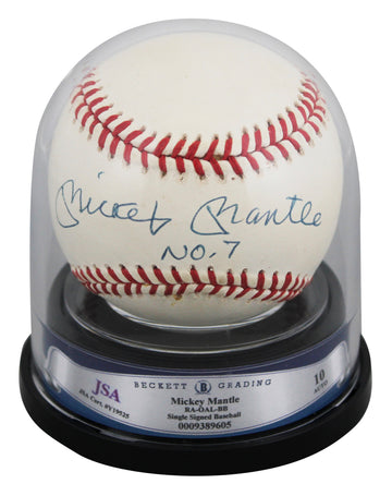 Yankees Mickey Mantle "No. 7" Authentic Signed OAL Baseball Auto 10! BAS Encap