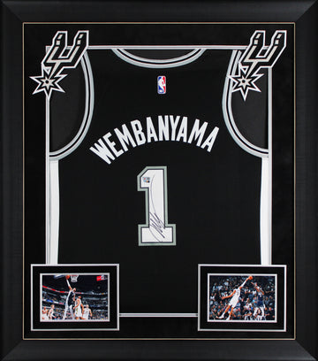 Spurs Victor Wembanyama Signed Black Nike Framed Jersey Fanatics #ZL88422027