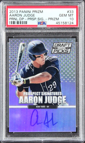 Aaron Judge Signed Panini Prizm DP #33 Silver RC Card 10! Auto 10! PSA/DNA Slab
