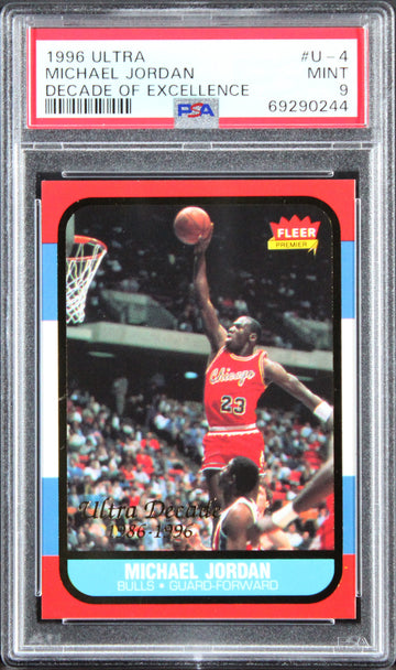 Michael Jordan 1996 Ultra Decade Of Excellence #U-4 Card Grade Mint 9! PSA Slab