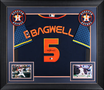 Jeff Bagwell Authentic Signed Navy Space City Framed Jersey BAS #BH24144