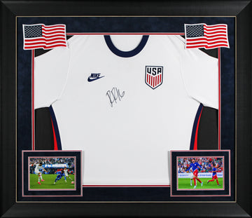 Ricardo Pepi Team USA Signed White Nike Framed Jersey BAS Witnessed #WS08485