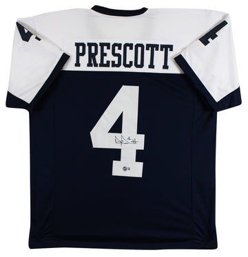Dak Prescott Authentic Signed Navy Thanksgiving Pro Style Jersey BAS Witnessed