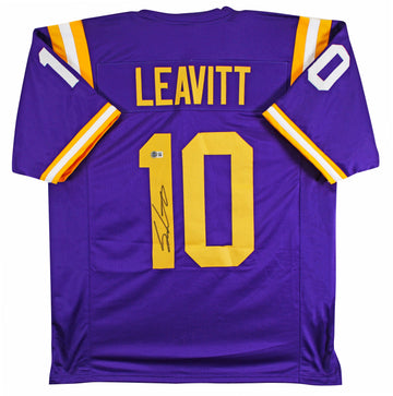 LSU Sam Leavitt Authentic Signed Alternate Purple Pro Style Jersey BAS Witnessed