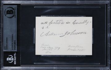 Andrew Johnson Authentic Signed 3.75x2.5 Undated Handwritten Note BAS Slabbed