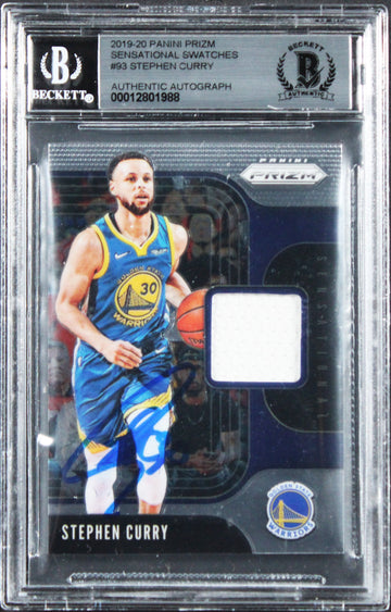 Warriors Stephen Curry Signed 2019 Panini Prizm SS #93 Card Auto 10! BAS Slabbed
