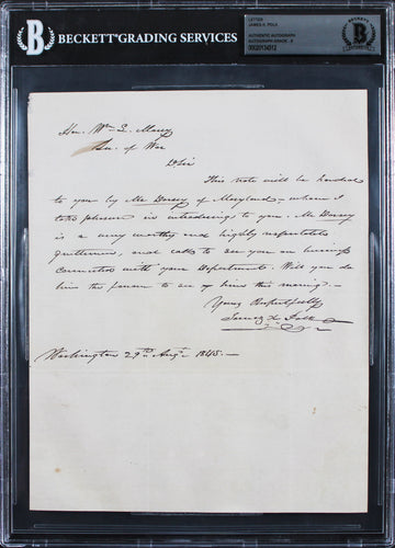 James K. Polk Signed 7.5x9.25 August 1845 Handwritten Letter Auto 9 BAS Slab