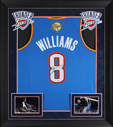 Thunder Jalen Williams Signed Blue Nike Finals Ed. Swingman Framed Jersey JSA