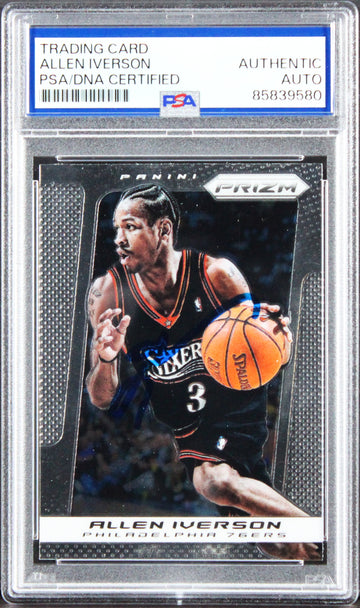 76ers Allen Iverson Authentic Signed 2013 Panini Prizm #214 Card PSA/DNA Slabbed