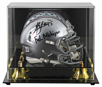 Ohio State Jack Sawyer "F*** Michigan" Signed Speed Mini Helmet W/ Case BAS Wit