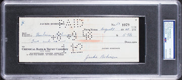 Dodgers Jackie Robinson Signed 3x8.15 1948 Check Auto Graded 10! PSA/DNA Slabbed