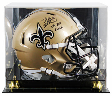 Saints Jonathan Vilma "SB XLIV Champ" Signed F/S Speed Rep Helmet W/ Case JSA W