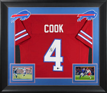 James Cook Authentic Signed Red Pro Style Framed Jersey Autographed BAS
