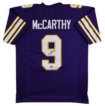 J.J. McCarthy Authentic Signed Purple Throwback Pro Style Jersey BAS Witnessed