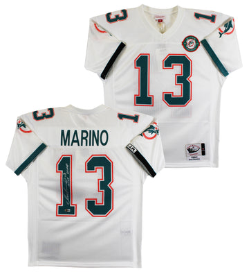 Dolphins Dan Marino "HOF MVP" Signed White 1990 TB Mitchell & Ness Jersey BAS 2