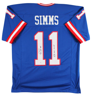 Phil Simms "SB XXI MVP" Authentic Signed Blue Pro Style Jersey JSA Witness