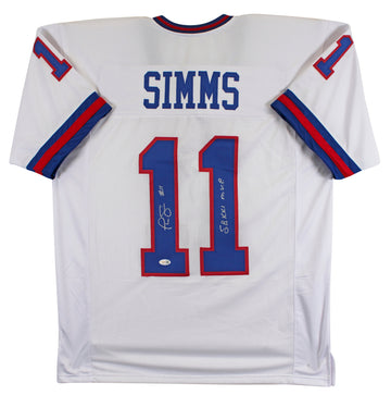 Phil Simms "SB XXI MVP" Authentic Signed White Pro Style Jersey JSA Witness