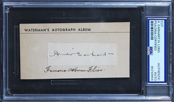 Amelia Earhart & Huey Long Authentic Signed 1x2.85 Cut Signature BAS Slabbed