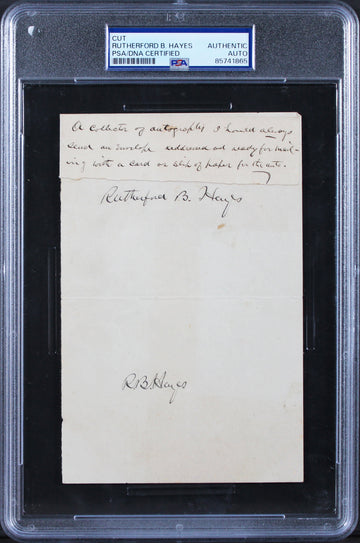 Rutherford B. Hayes Authentic 2x Signed 4.5x6.75 Cut Signature PSA/DNA Slabbed