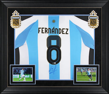 Enzo Fernández Signed Blue & White Argentina Framed Jersey BAS #BU16927