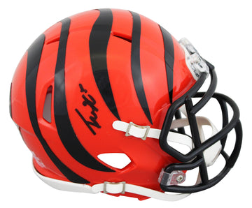 Bengals Tee Higgins Authentic Signed Speed Mini Helmet BAS Witnessed #2W419983