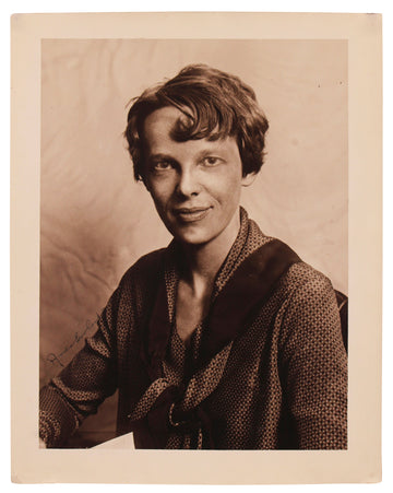 Amelia Earhart Authentic Signed 11x14 Vertical Sepia Portrait Photo JSA #ZZ82434