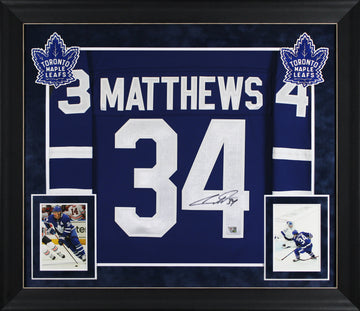 Maple Leafs Auston Matthews Signed Blue Fanatics Framed Jersey Fanatics